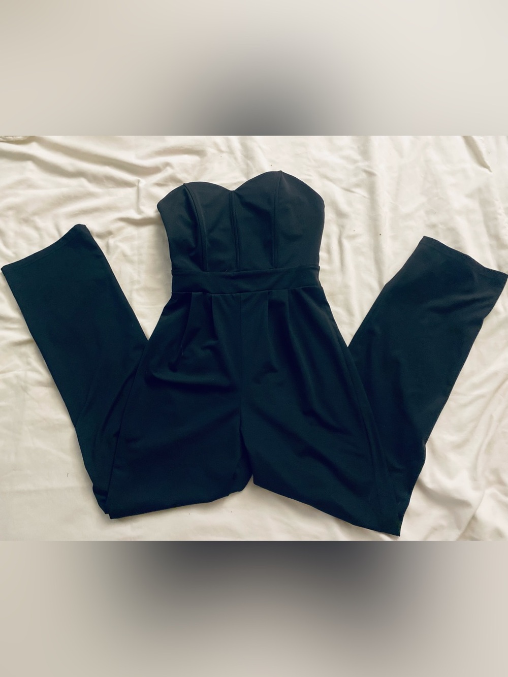Strapless Black Jumpsuit with Bodice